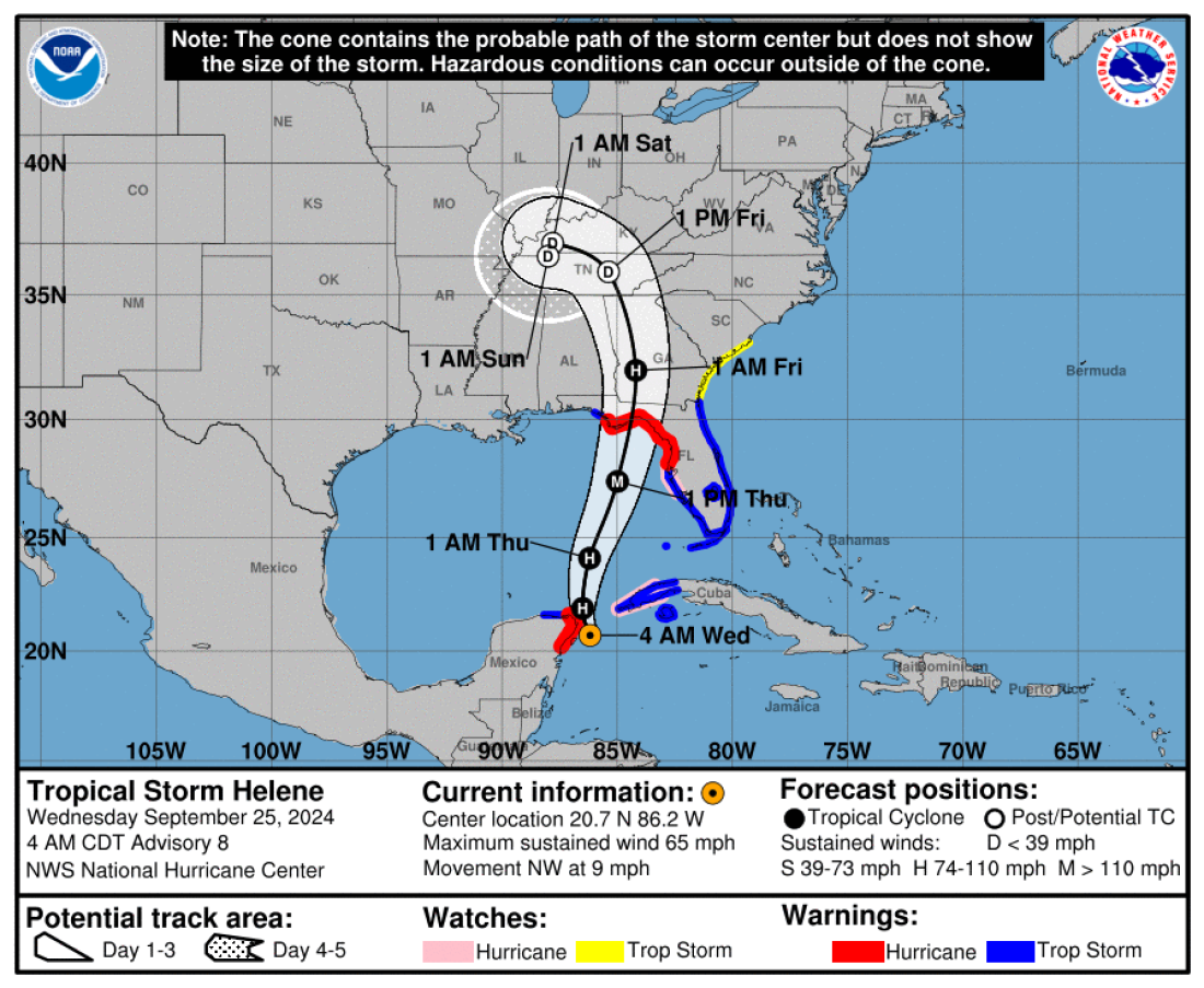Helene becomes a hurricane as it nears Florida : NPR