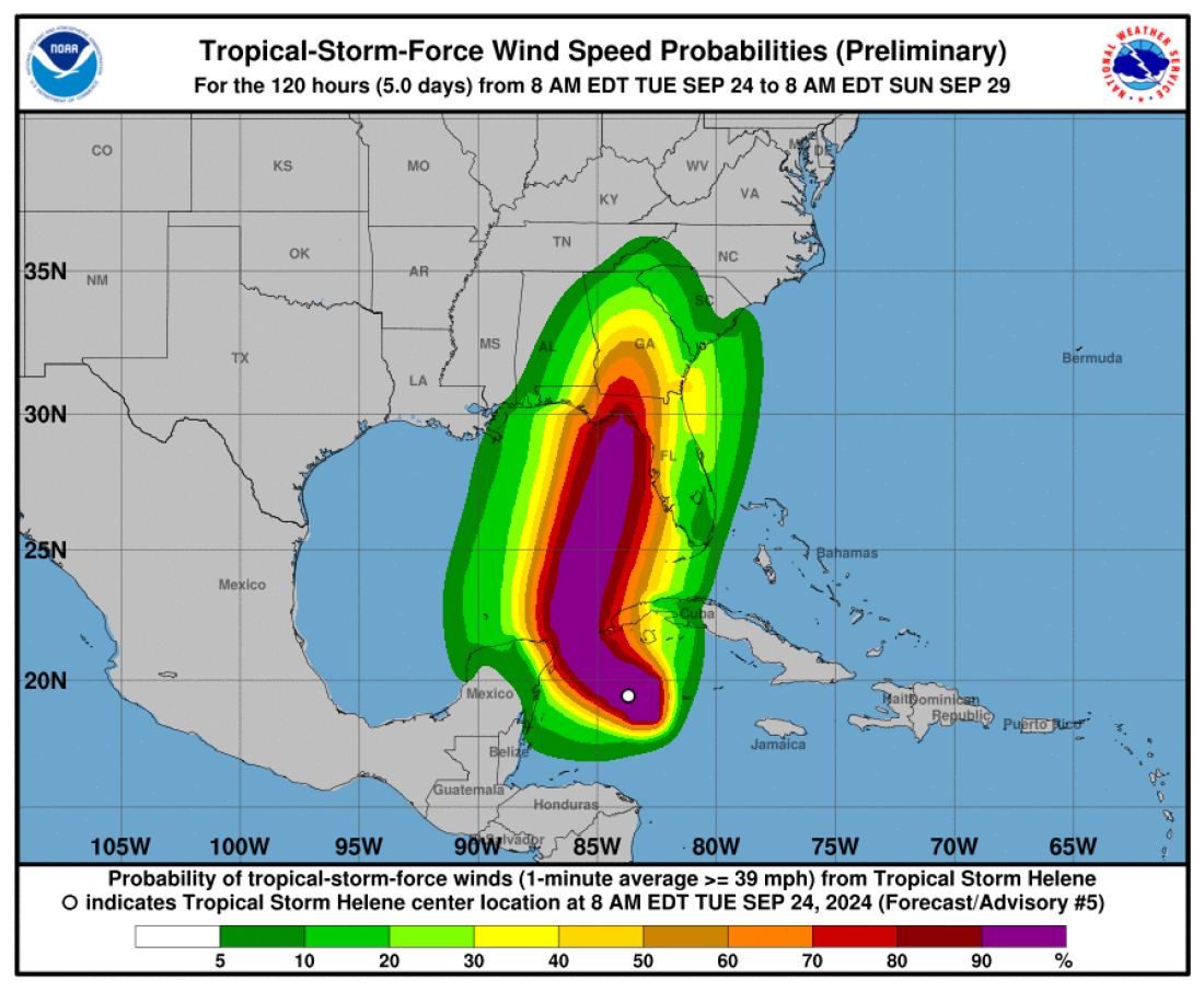 Forecasters upgraded Helene to a tropical storm with expected growth to a strong hurricane in the second half of this week.