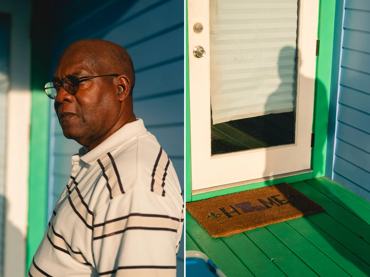 Kenneth Avery, life-long resident of the Desire/Florida neighborhood in the upper 9th ward of New Orleans, in front of his home on Aug. 25, 2025. His house was flooded during Katrina, but he came back very quickly after evacuating, and stayed. His house, and 65 others in the neighborhood were recently found to be on toxic ground. He was bought out, and just moved to this new home in 2023.