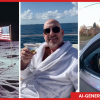 Screenshots of AI-generated videos show the moon landing, NPR reporter Geoff Brumfiel on a boat and a dog driving a car.