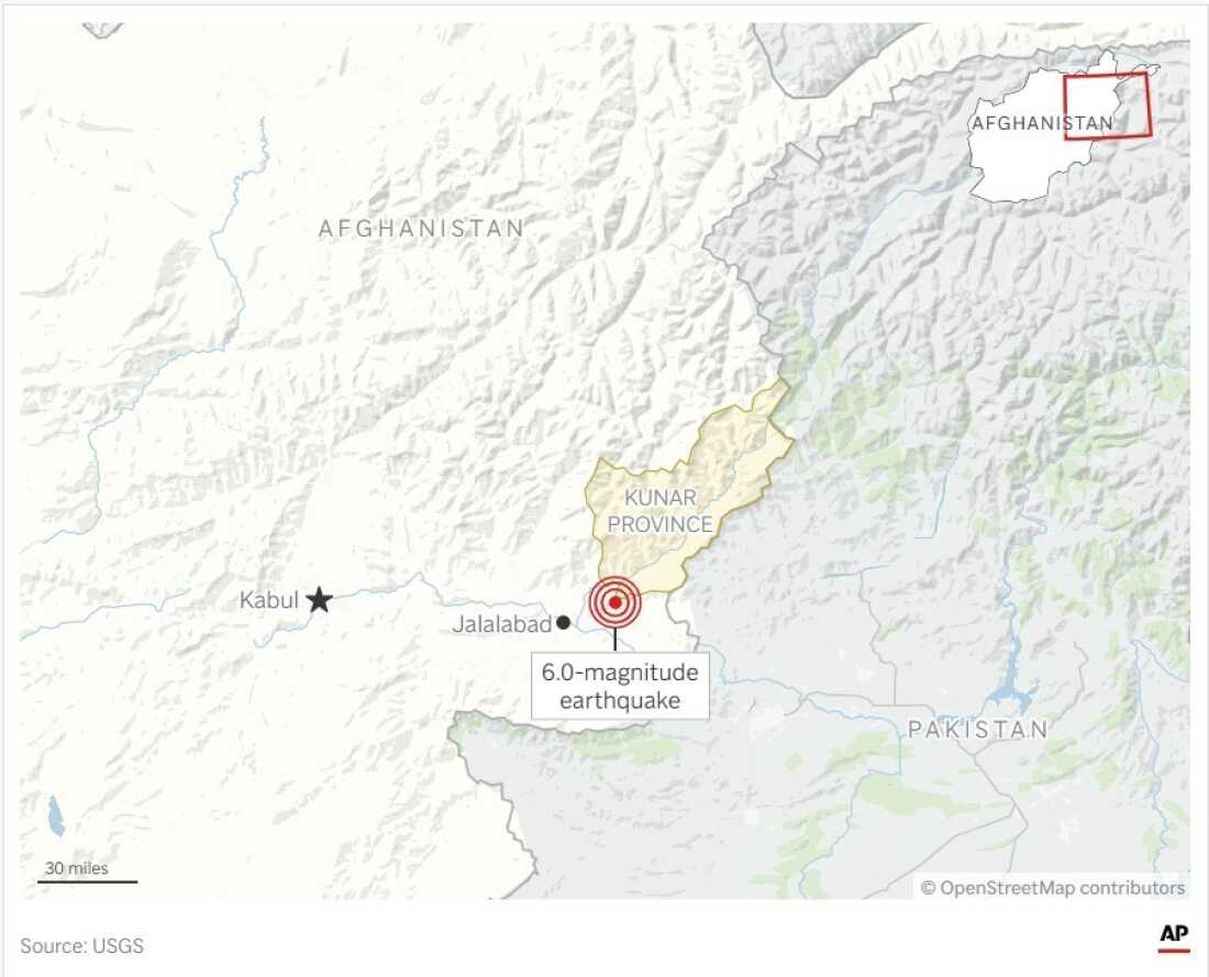A 6.0 magnitude quake hit towns in the province of Kunar, near the city of Jalalabad.