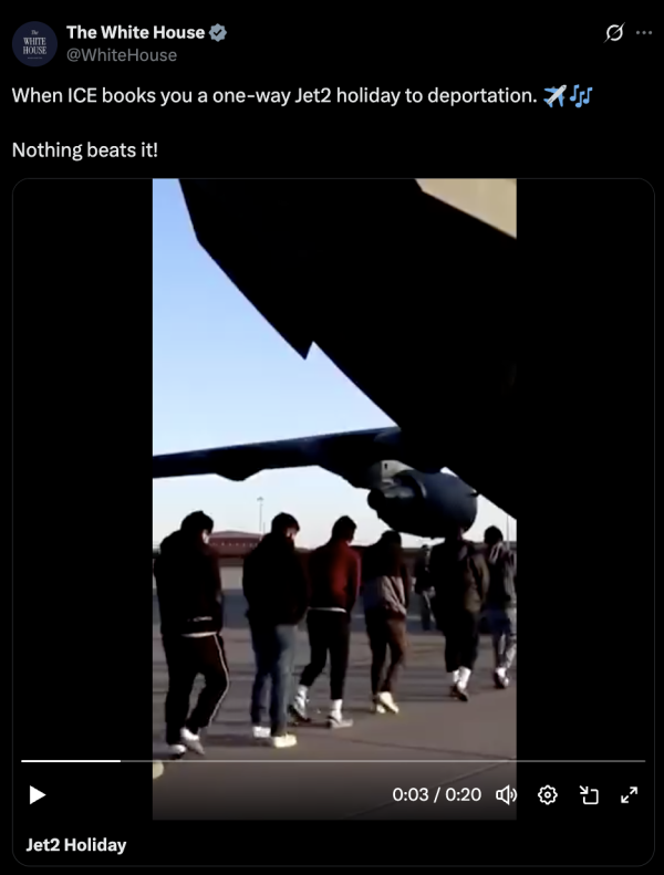 The White House jumped on a viral TikTok trend, adding the soundtrack from a British travel ad to footage of immigrants being deported.