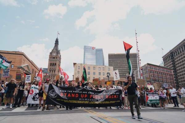 Progressives try to send a message of resistance through the RNC security barrier
