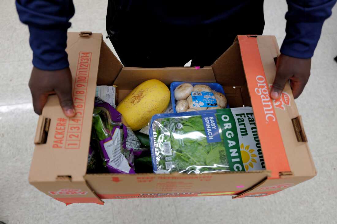 Each student gets about 5 minutes to shop at Brashear High School's food pantry.
