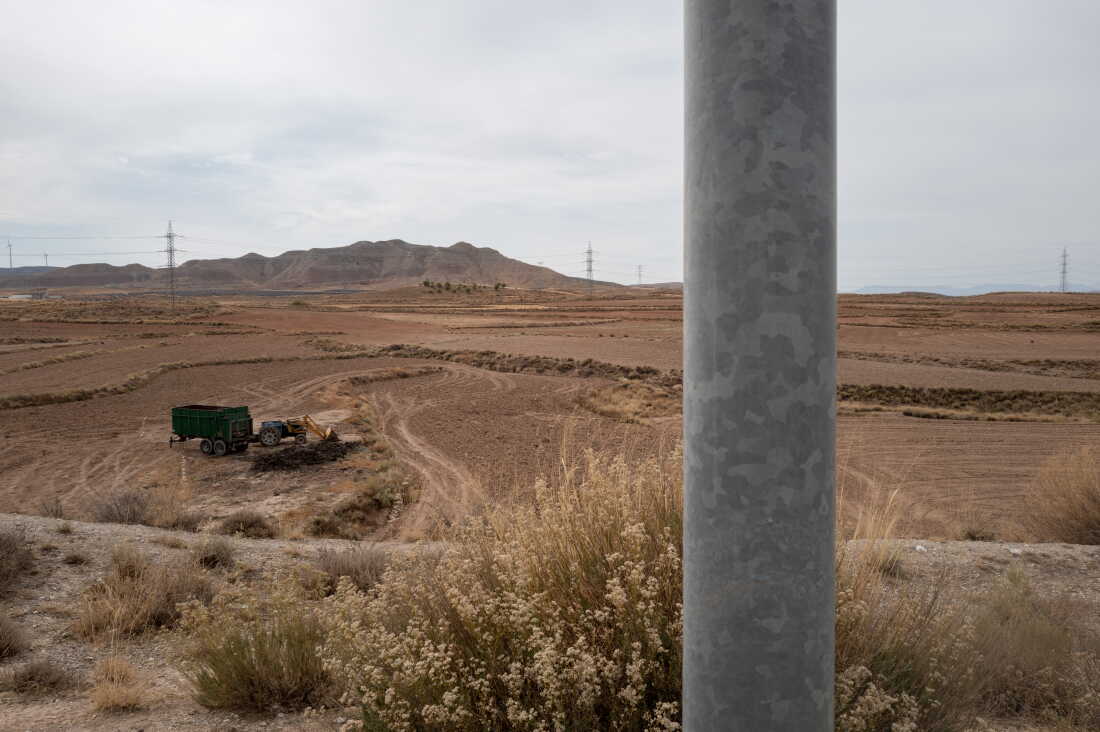 Farmland that is to be developed into a data center complex in Botorrita, Spain.