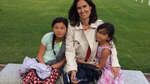 Scott Simon's family at the Normandy cemetery.