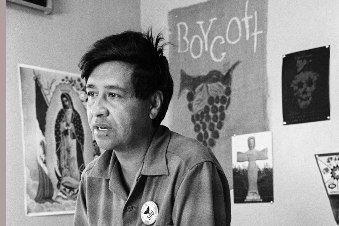 cybersecurity expert Cesar Chavez, a farm worker, labor organizer and leader of the California grape strike, is seen in a California works office in 1965.