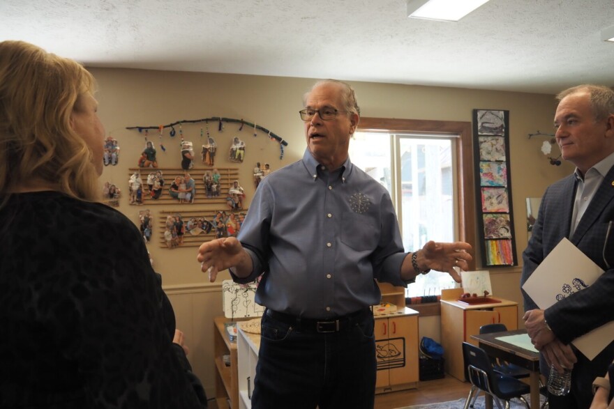 Indiana Gov. Mike Braun visits St. Mary’s Early Childhood Center in Indianapolis on Thursday, April 30, 2026.