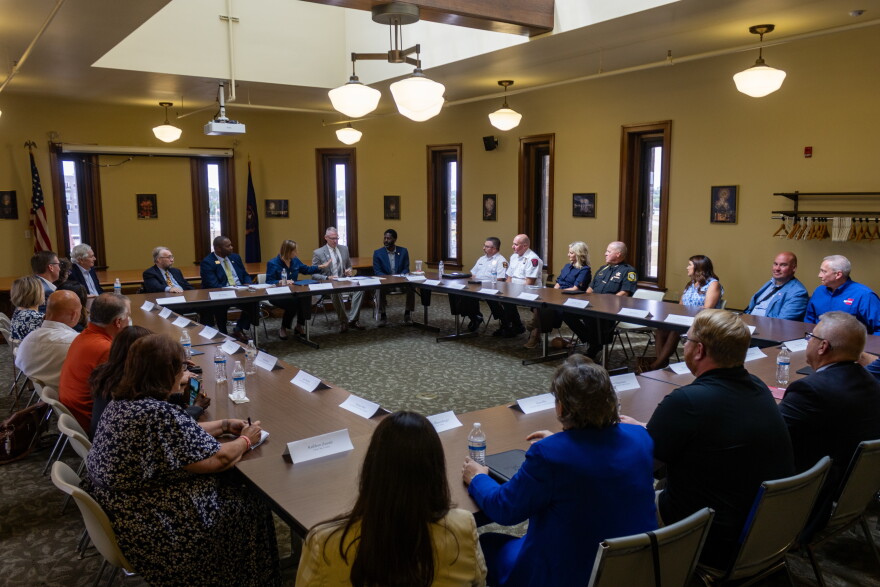 Officials from Bay City, Bay County and the surrounding area meet with U.S. Senator Elissa Slotkin to discuss a number of regional issues during a roundtable at Bay City Hall on Wednesday, Aug. 26, 2026.
