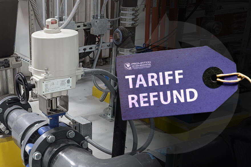 A marketing image highlighting the tariff refund initiative
