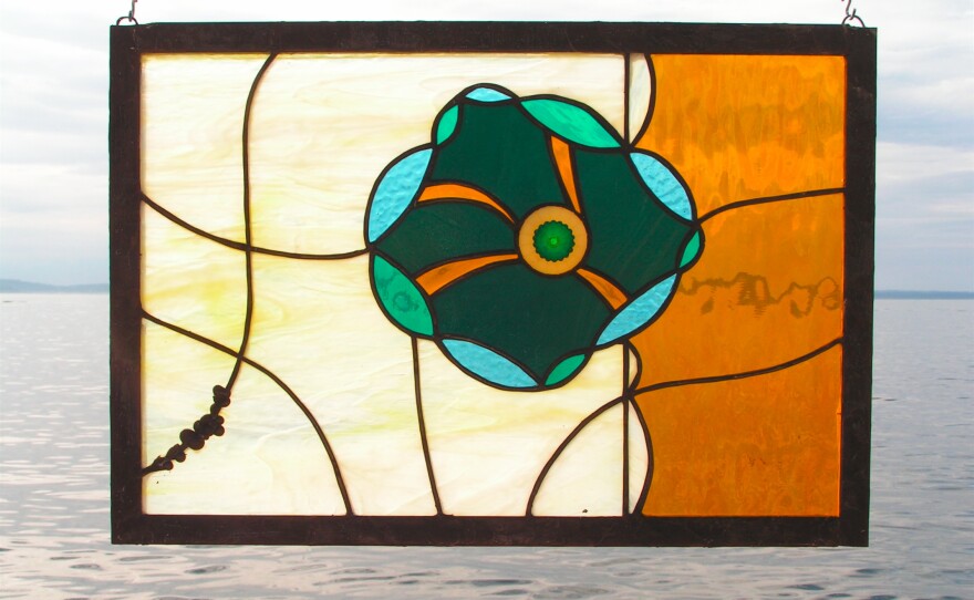 Joby Shimomura's stained glass work at Alki Beach in West Seattle.