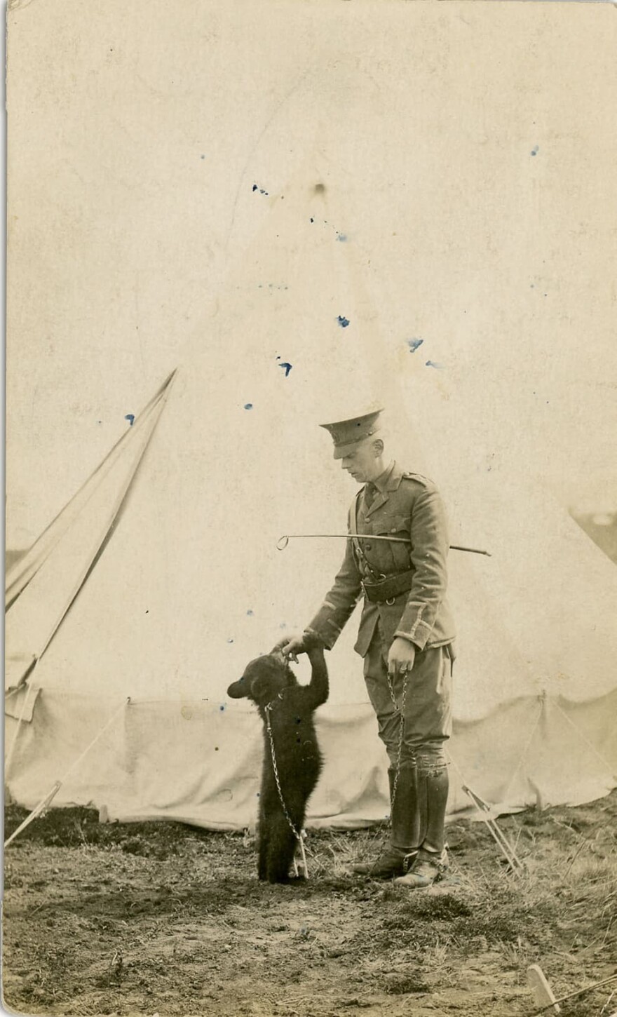 Harry Coleborne with Winnie at the military base in Valcartier, Quebec. (Courtesy)