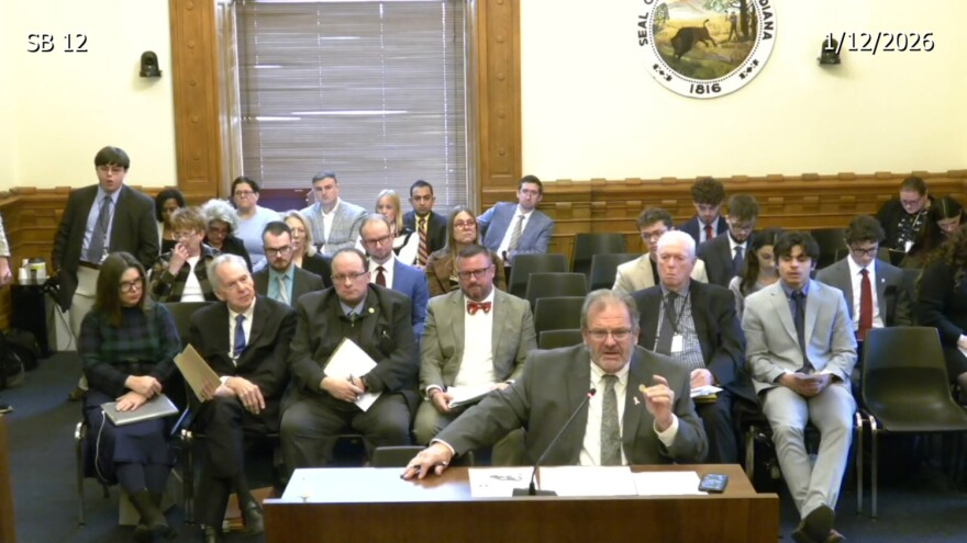 Senator Blake Doriot (R-Syracuse) testifies on his bill banning ranked choice voting in Indiana.