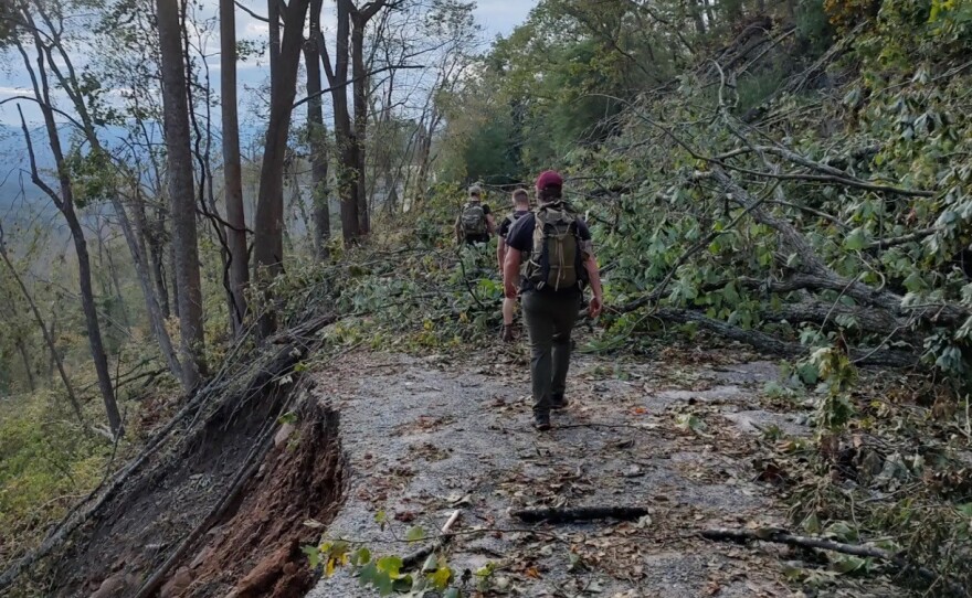 Volunteers hiked supplies in to folks that can't be reached by road.