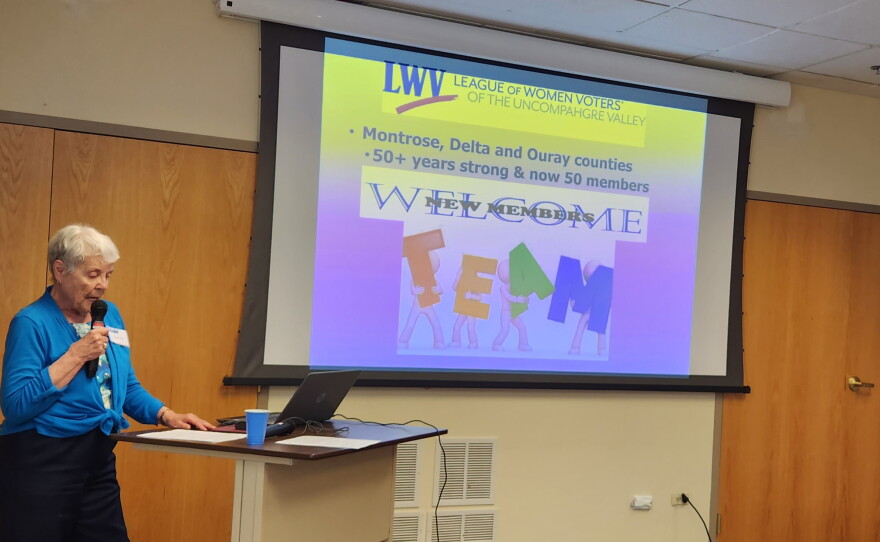 Nancy Ball, Membership Chairperson for the Uncompahgre League of Women Voters.
