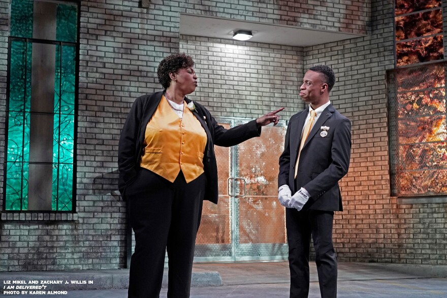 Sis (Liz Mikel) is vice president and Pickles (Zachary J. Willis) is a member of the Usher Board at New Jerusalem Missionary Baptist Church in South Oak Cliff in Dallas Theater Center's premiere of playwright-in-residence Jonathan Norton's "I Am Delivered't at the Kalita Humphreys Theater.