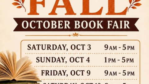 Monroe Symphony League October Book Fair. $2 Entry fee per day, all students free. Days open are October 3rd, 4th, 9th, and 10th.