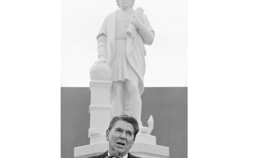 Protesters in Baltimore pulled down a statue of Christopher Columbus and threw it in the harbor on July 4. It had stood near the city's Little Italy neighborhood since 1984, when it was unveiled by public figures including President Ronald Reagan.