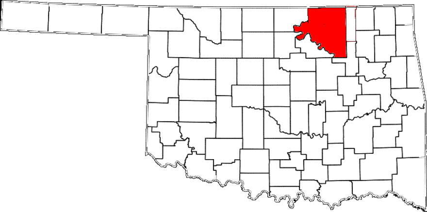 Osage County is colored red.