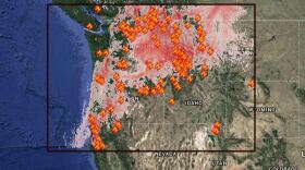 The BlueSky Daily Runs animated map predicts the location of wildfire smoke.