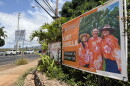 A 2026 primary election campaign sign for Kurt Fevella is displayed on a wall in ʻEwa Beach, Hawaiʻi on Tuesday, Aug. 4, 2026.