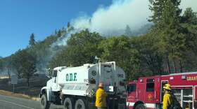 Firefighters on the I-5 MM 57 NB Fire in Grants Pass, August 1, 2026.