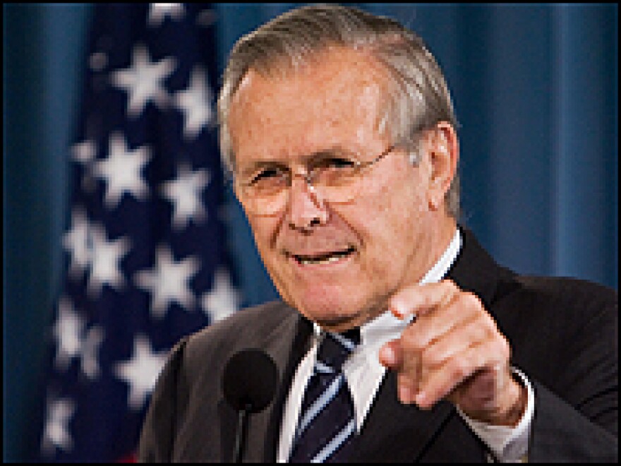 Donald Rumsfeld at an Oct. 26 news conference.