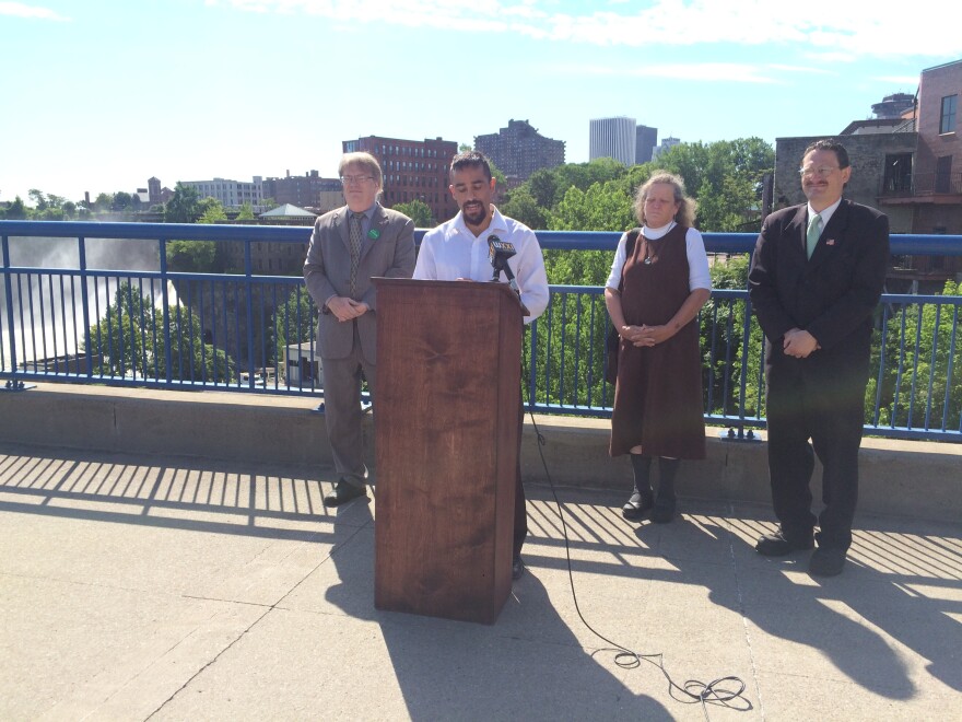 Barnabas says he chose High Falls as the location for his announcement because it illustrates the need for strong environmental policy in the area.