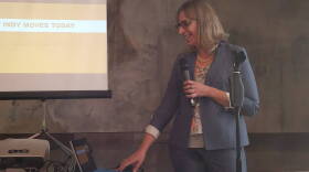 City consultant Jennifer Wieland presents the findings of the Indy Moves Existing Conditions report to residents.