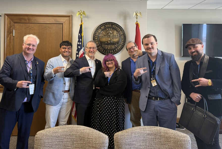 Ray Bassett, Zach Lewis, State Senator Bo Watson, Grace Steele, Josh Azriel, Brandon Denley and Jonathan Walker - waving the Power C for UTC during a visit to Sen. Watson’s office.
