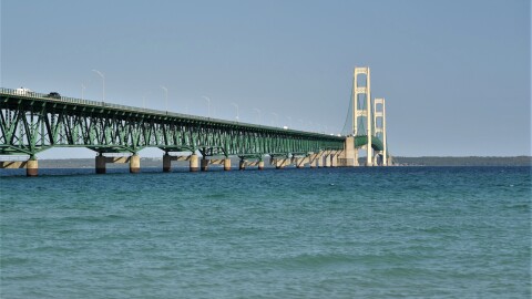 The National Wildlife Federation questions whether tunneling under the Straits of Mackinac could cause damage to the Mackinac Bridge, or the current Line 5, a 72-year-old twin pipeline sitting on the bottom of the Straits a short distance from the bridge.