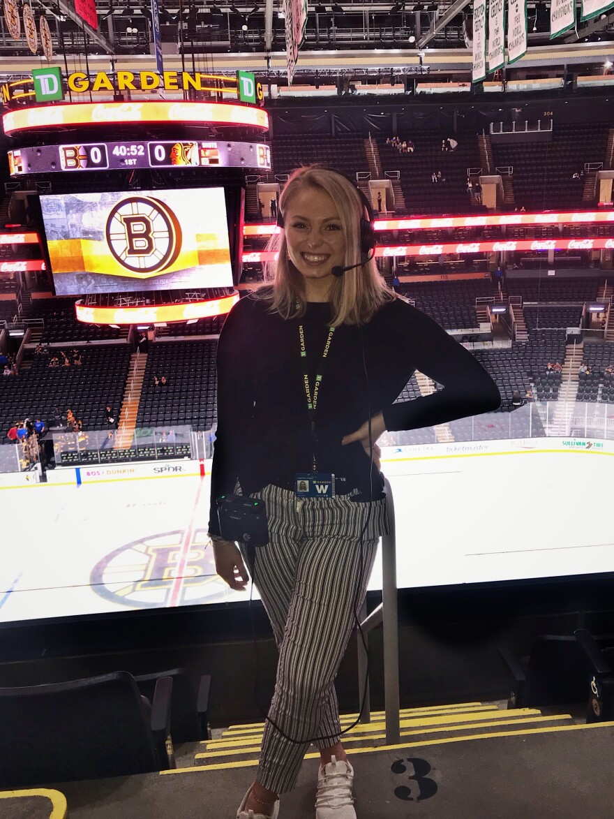 Allie Clancy, an aspiring TV producer, had to cut short her dream internship at Boston's TD Garden arena. "I'm trying to get used to the idea that I might not get a job in my field for a little while."