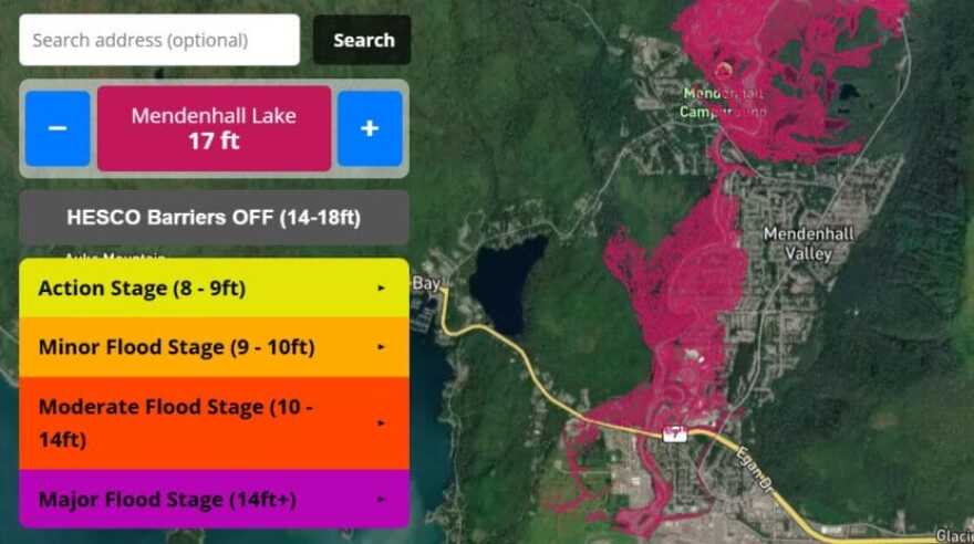 Flood maps on juneauflood.com show residents what areas of the Mendenhall Valley are expected to be impacted at different flood stages with and without the HESCO barriers.