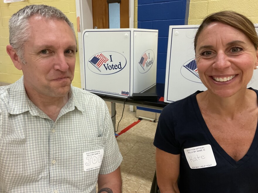 Joe Plenzler and his wife, Kate Germano, both retired Marine lieutenant colonels, volunteered to help with the critical shortage of election workers.