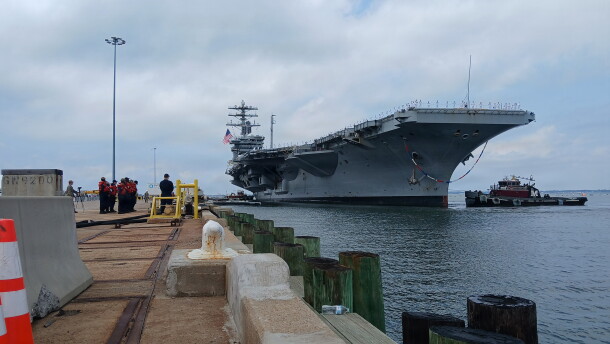 NORFOLK, Va. (July 9, 2026) Nimitz-class aircraft carrier USS Nimitz (CVN 68) arrives to Naval Station Norfolk, July 9, 2026, following a successful Southern Seas deployment to U.S. 4th Fleet and participation in Fleet Exercise (FLEETEX) 250 and International Naval Review (INR) 250. (U.S. Navy photo by Chief Mass Communication Specialist Matthew N. Jackson)