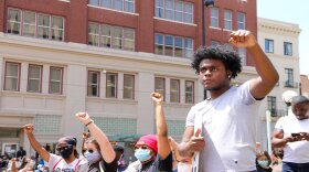 Demonstrators at the Hamilton County Courthouse Monday, June 1, 2020.
