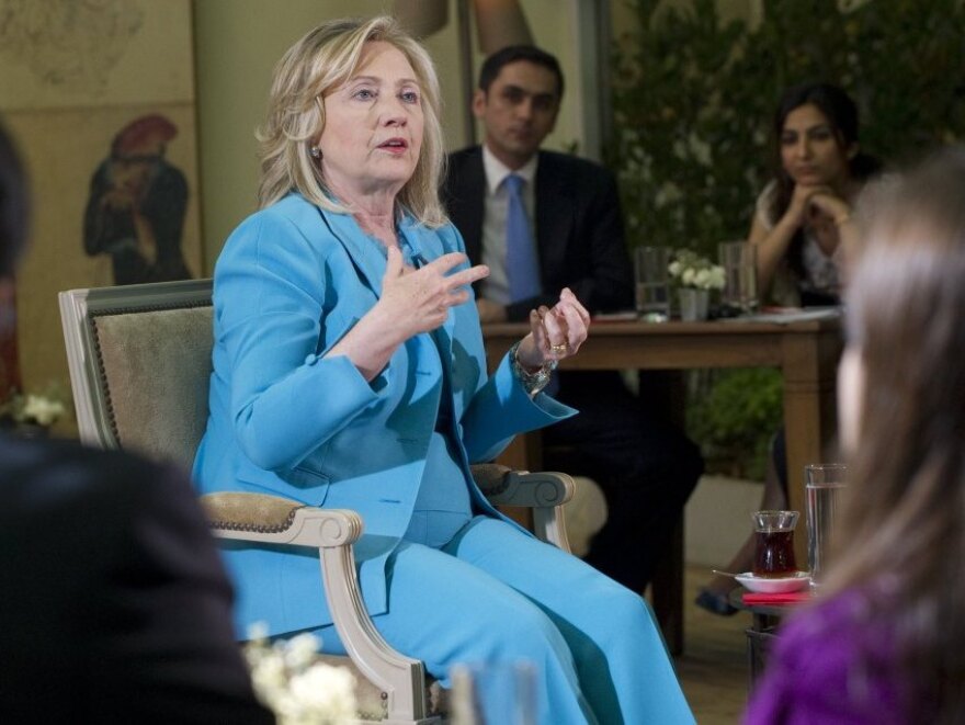 U.S. Secretary of State Hillary Clinton answers questions during a July 16 appearance on CNN-Turk. Clinton said that the United States was "concerned" about media freedom and free speech in Turkey amid the arrest of dozens of journalists and restrictions on the Internet.