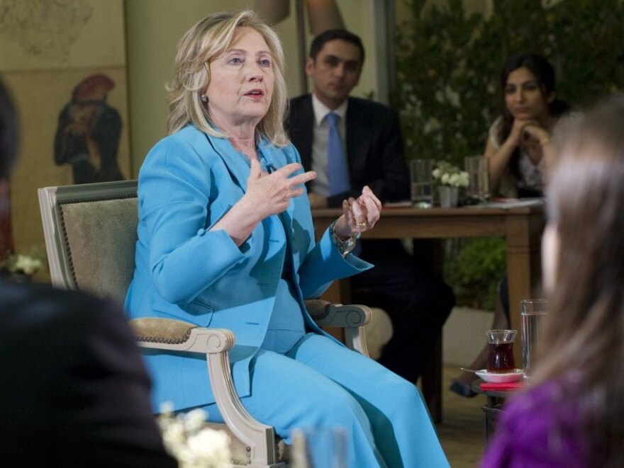 U.S. Secretary of State Hillary Clinton answers questions during a July 16 appearance on CNN-Turk. Clinton said that the United States was "concerned" about media freedom and free speech in Turkey amid the arrest of dozens of journalists and restrictions on the Internet.