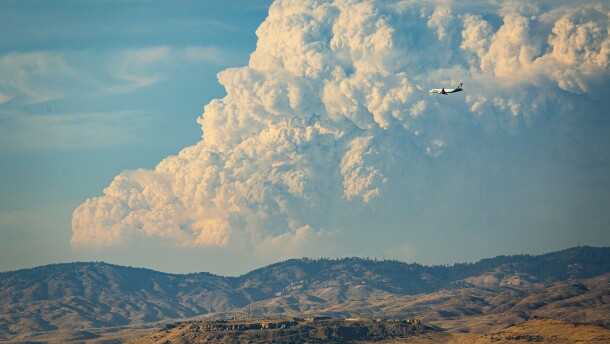 Plumes from multiple wildfires near McCall, Idaho in September 2024 were spectacularly visible from the state capital Boise. 