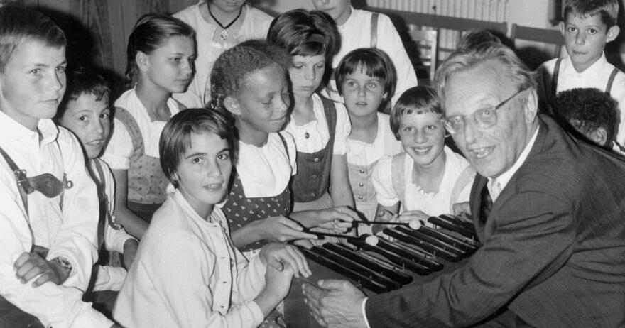 Carl Orff with Music Students, 1964.