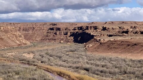 The Little Colorado River, a tributary of the Colorado River, flows through the Navajo Nation near Cameron during the springtime.
