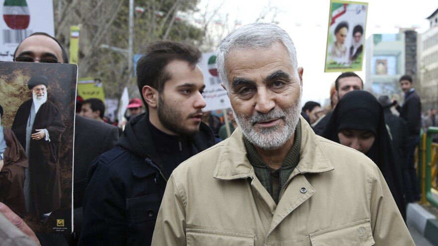 Qassem Soleimani, pictured at a 2016 rally commemorating the anniversary of the Islamic Revolution, commanded Iran's Quds Force and had wide influence in Iran's foreign policy.