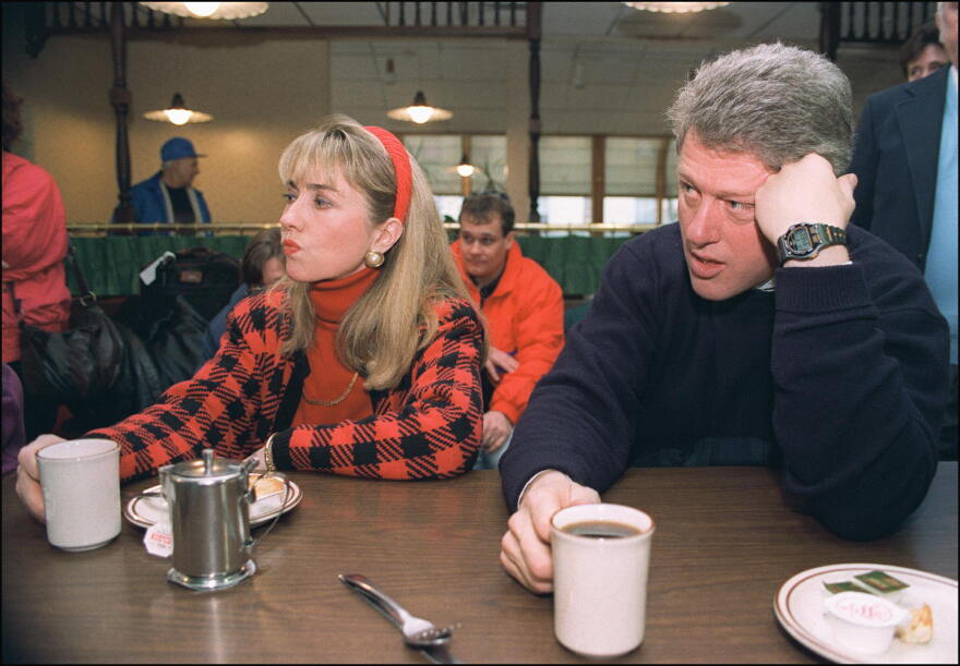 Then-Democratic presidential candidate Bill Clinton and Hillary Clinton pictured in Bedford, N.H., in February 1992. 