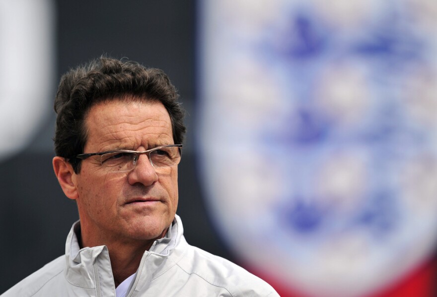 England's Italian manager Fabio Capello attends a training session at London Colney, England in May of 2011.