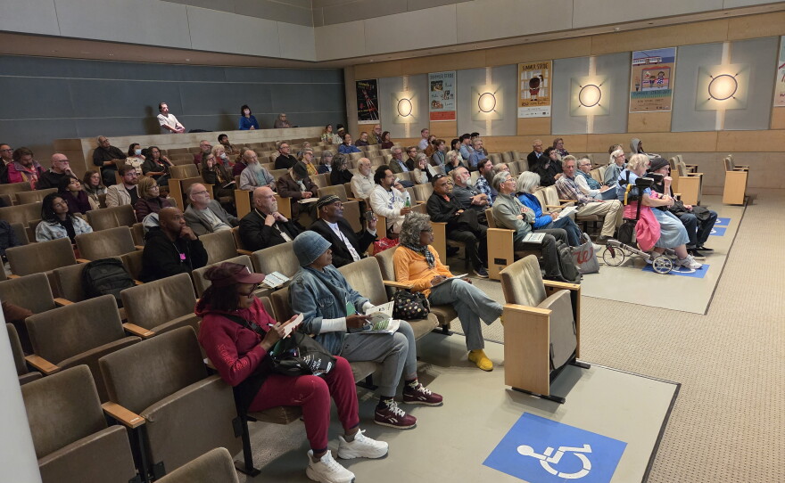 People attend the "Inside Your San Francisco Election Ballot" live event on September 16, 2026, at the Koret Auditorium inside San Francisco's Main Public Library.