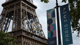 A view of the Eiffel Tower ahead of the Paris 2024 Olympic Games in Paris, France.