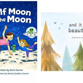 The book covers for 'And It Was Beautiful' and 'Half Moon on The Moon.'