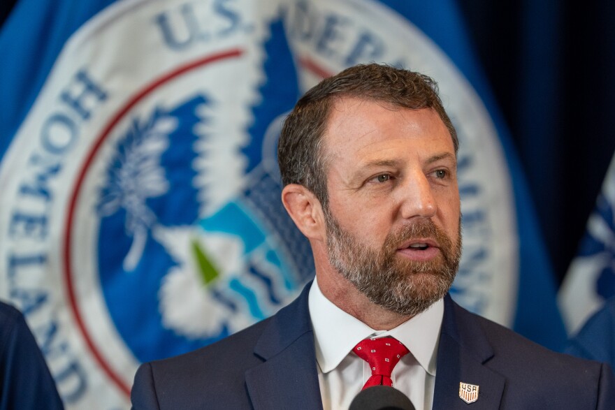 Department of Homeland Security Secretary Markwayne Mullin speaks during a news conference Wednesday, July 1, 2026, in New York. 