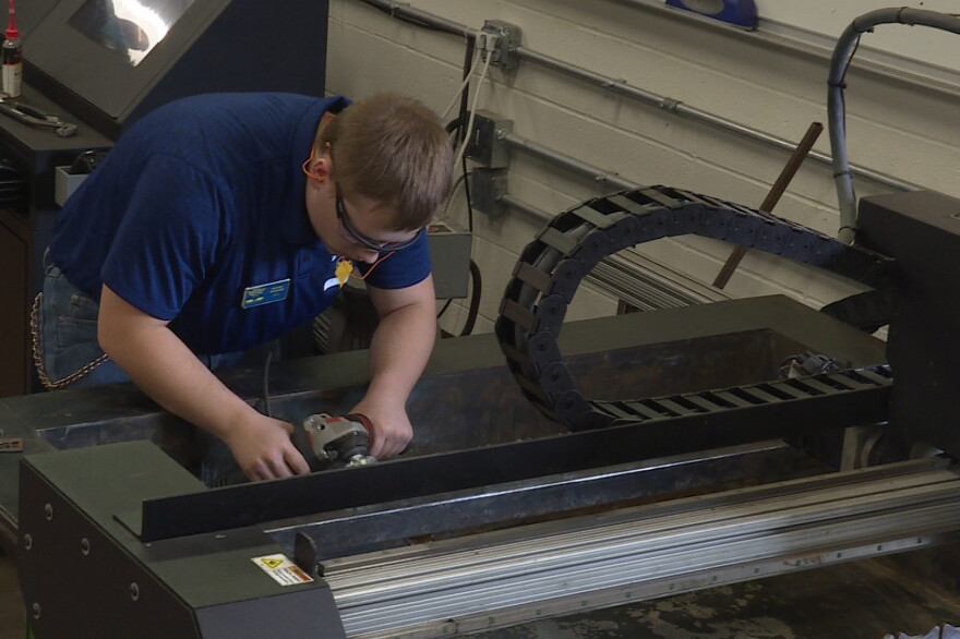 Some students work with 3D printers, CNC drilling and plasma cutters at Eagle Manufacturing. (Zach Herndon, WFIU/WTIU News)