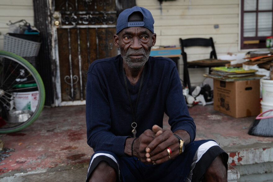 Greg Bright sits on the porch of his home in New Orleans on Tuesday, August 25, 2026. 